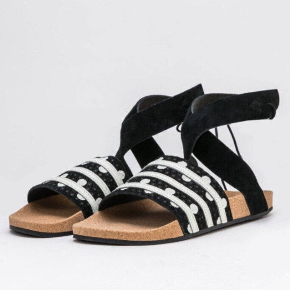 Adidas Originals Women s Adilette Ankle Wrap Polka Dots Sandals Size 5 us EF5630